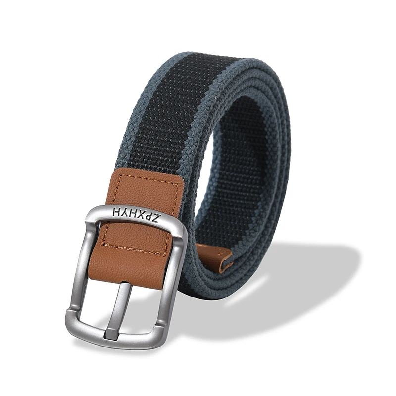 3.5cm Men's Striped Woven Belt Alloy Pin Buckle Outdoor Wear-resistant Breathable Fashion Canvas Belt Unisex