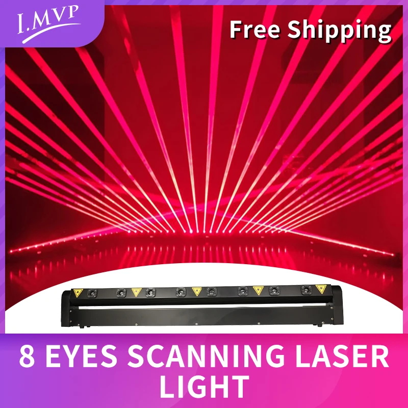 

I.MVP DMX 8 Eyes 500mw Lazer Red/RGB Beam Bar Moving Head Stage Laser Light for DJ Night club Disco