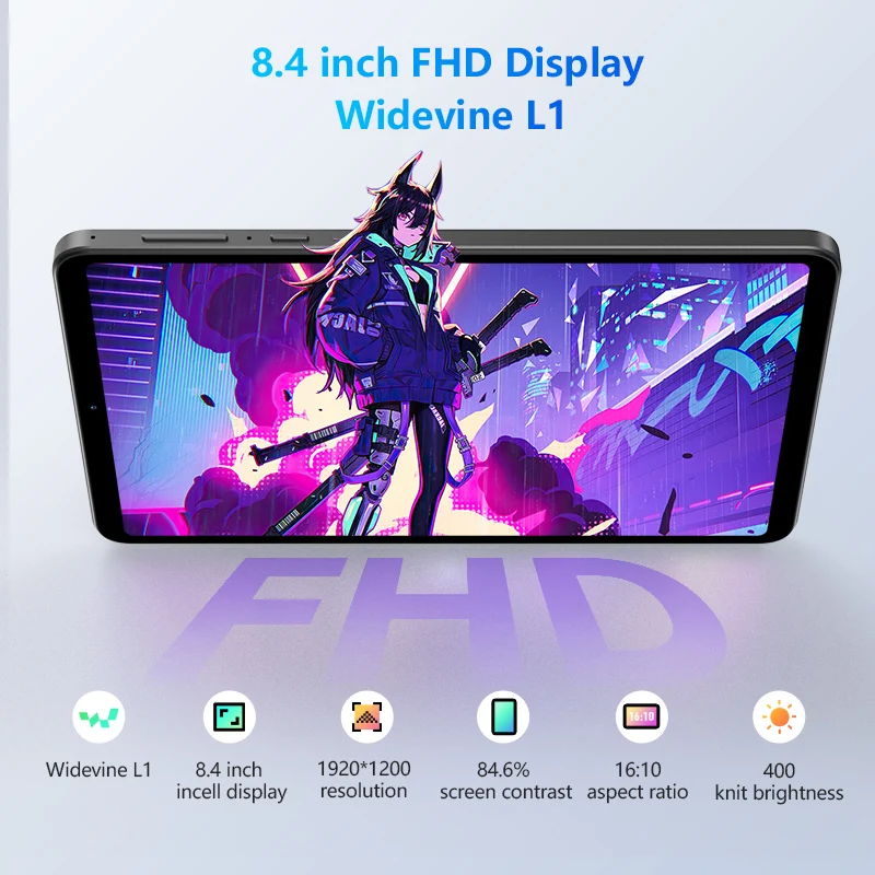 Headwolf FPad5 Android 14 tablet 8.4 inch 8GB+8GB Ram 128GB UFS2.1 Octa-core G99 Tablet PC 5500 mAh Support  WideVine L1