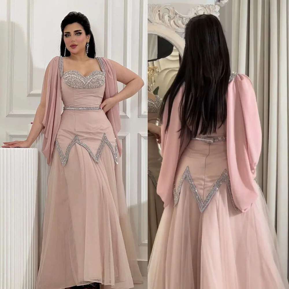 

Saudi Arabia Ball Dress Evening Jersey Sequined Beading Ruched Engagement A-line Sweetheart Bespoke Occasion Gown Long Dresses
