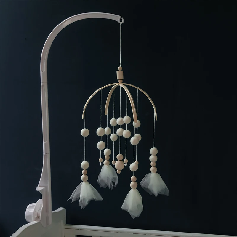 1Set Baby Mobile Crib Hanger Frame Bed Bell Mobile Bedbell Handmade Accessories Wooden Crib Hanger Frame Holder