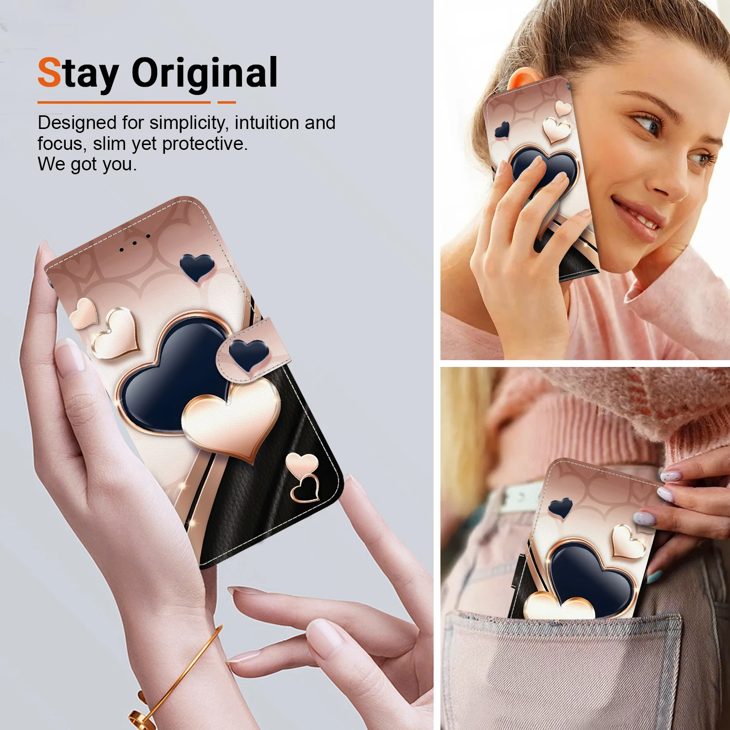 Adorable Cat Panda Leather Wallet Phone Case - Flip Back Cover
