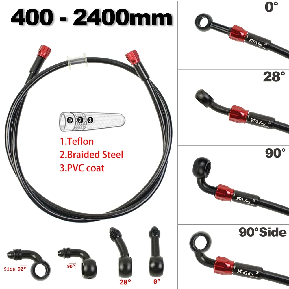 Motorcycle Brake Hose Motorcycle Brake Hose Dirt Bike Braided Steel Hydraulic Reinforce Brake Line Clutch Oil Tube Pipe Universal Scooter AN3 ATV Moto