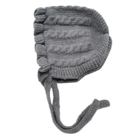 Baby Knitted Ruffled Tie Ear Protection Hats Newborn Cotton Warm Wool Hats 0-5 Years Old Baby Clothing Accessories 1