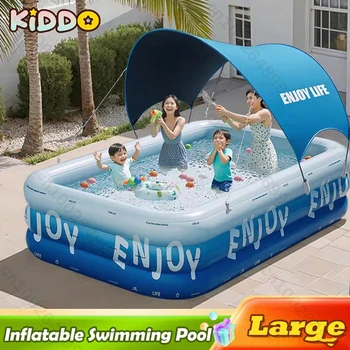 Inflatable Swimming Pool Large Family Pools with Shed 1.8-3M PVC Rectangle Children Swimming Pool Outdoor Party Kids Bathtub 1