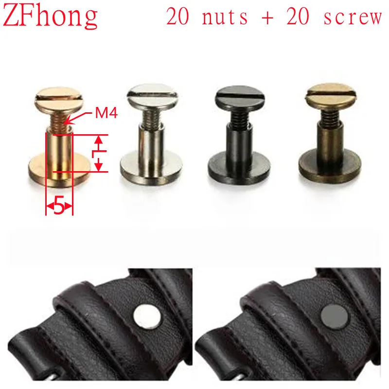Rivets and fasteners Rivets and screws Binding screws 20sets D5(M4) slotted metal binding Chicago screw nail studs rivets