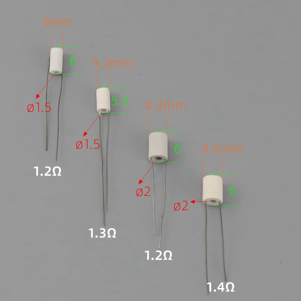 4 Size OD 3/3.2/4.3/4.6mm General Ceramic Core Head Filter Coils 1.2/1.3/1.4ohm Heater For DIY Rebuild RBK Kit