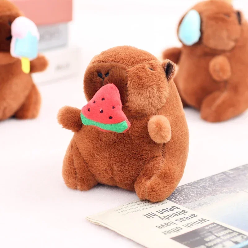 Plush Capybara Keychain Snot Pulling Charm Cartoon Stuffed Animal School Bag Pendant Gift For Kids Adults 12cm