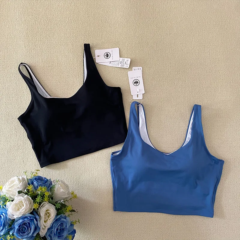 

QUMOR Sports underwear Ladies nude Lycra Yoga integrated bra cross-border simple fitness beauty vest