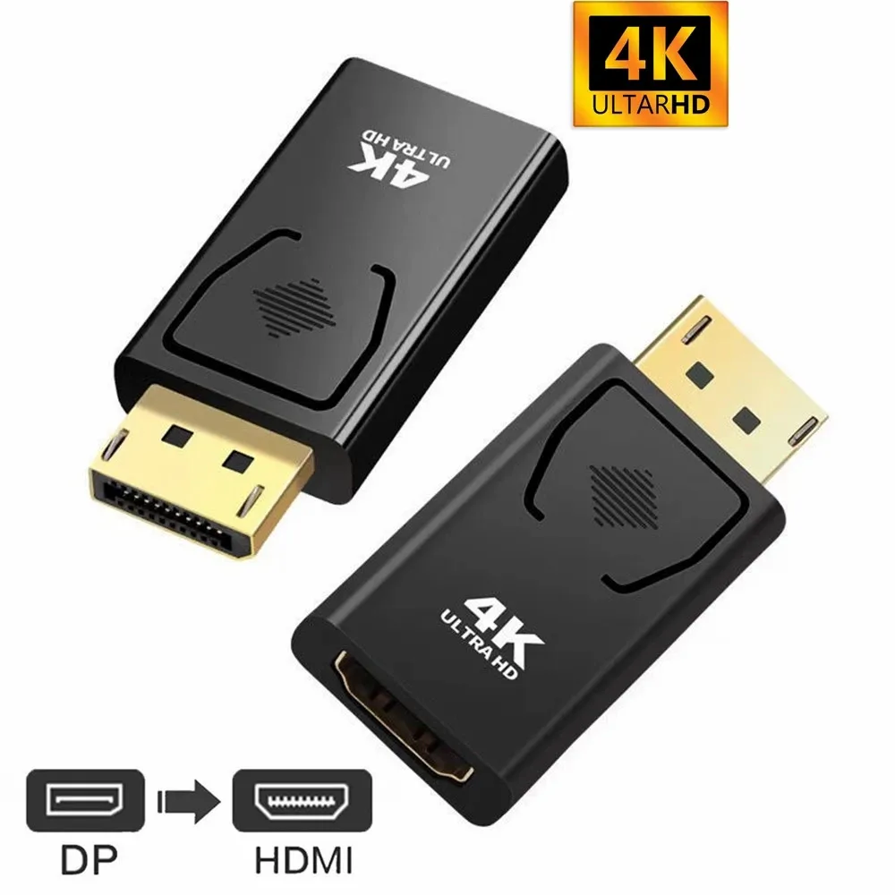 4K 디스플레이포트-HDMI 호환 어댑터 DP 수-암 HDMI-호환 비디오 오디오 케이블 어댑터, PC TV 노트북용 HD