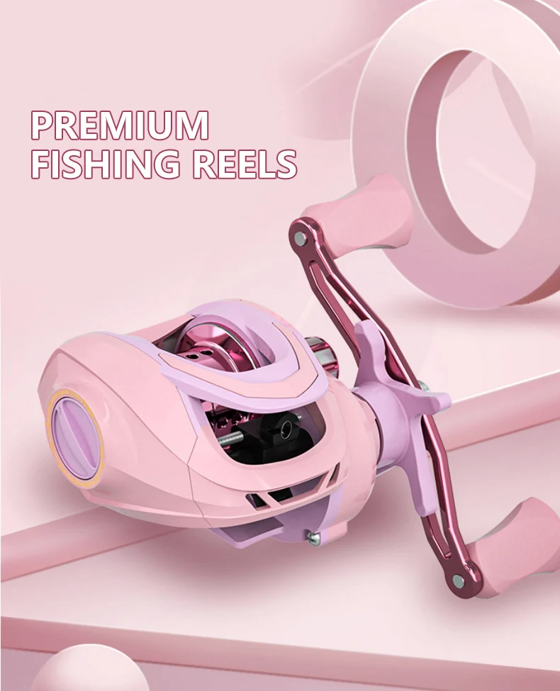 New Pink 3+1BBMagnetic Brake System Baitcasting Fishing Reel 7.2:1