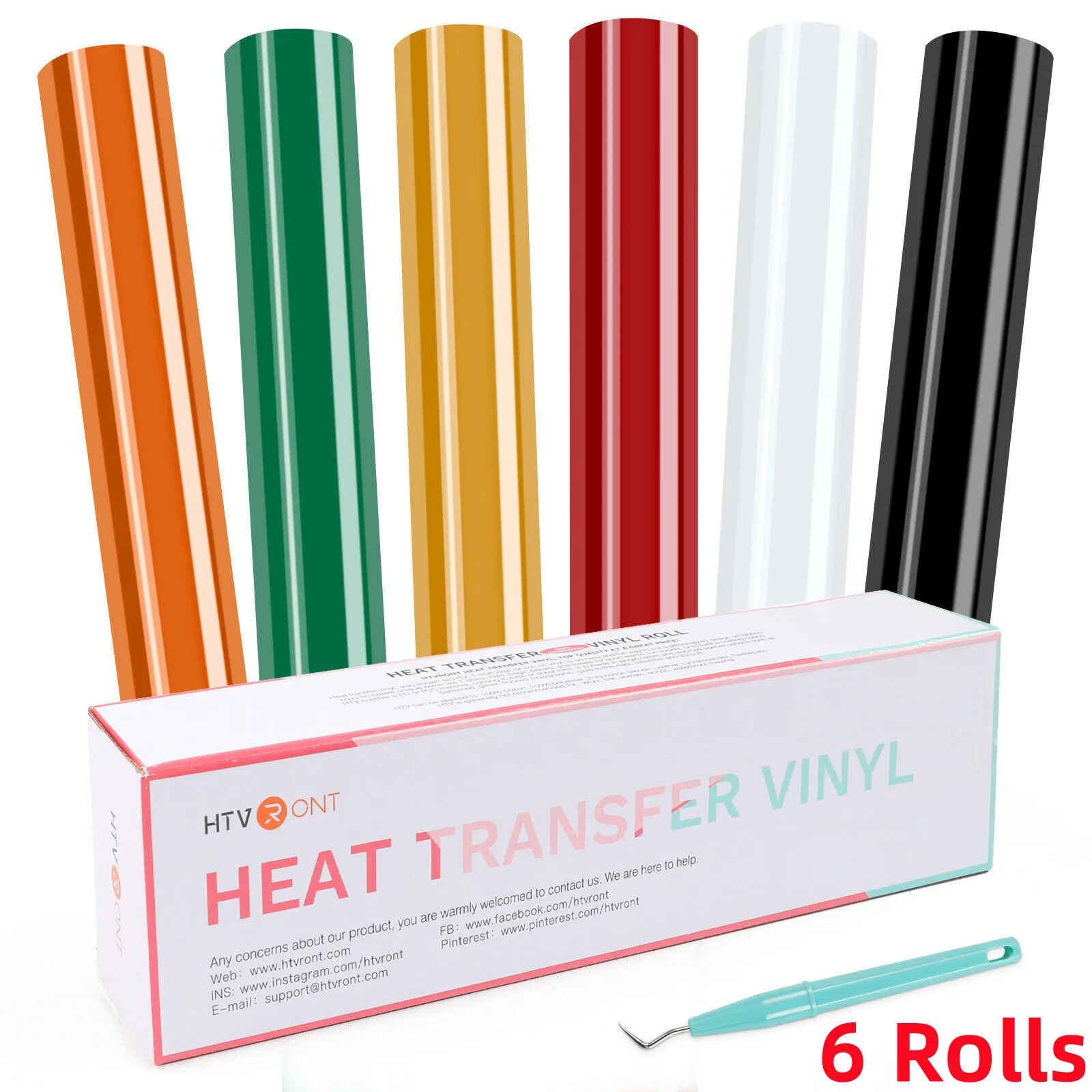 HTVRONT Red HTV Heat Transfer Vinyl Roll - 12 x 50FT Red Iron on Vinyl for  Cricut & Silhouette - Easy to Cut & Weed Red HTV Vinyl Roll