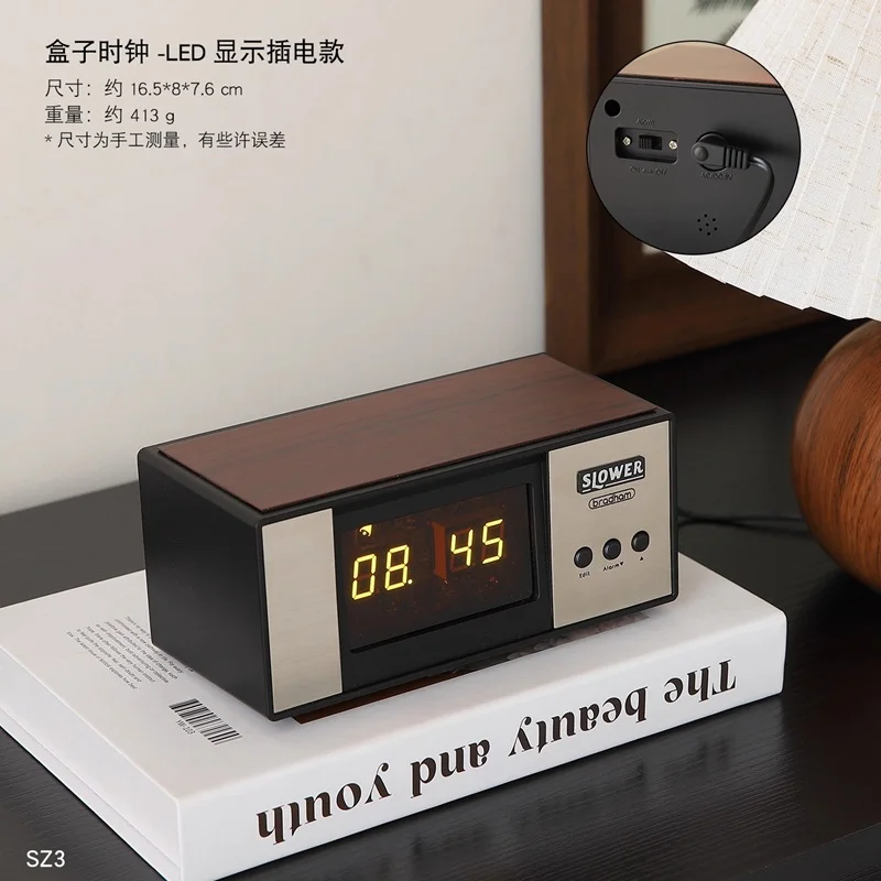 Auto Flip Clock,Wood Night Light Desktop ,Mechanical