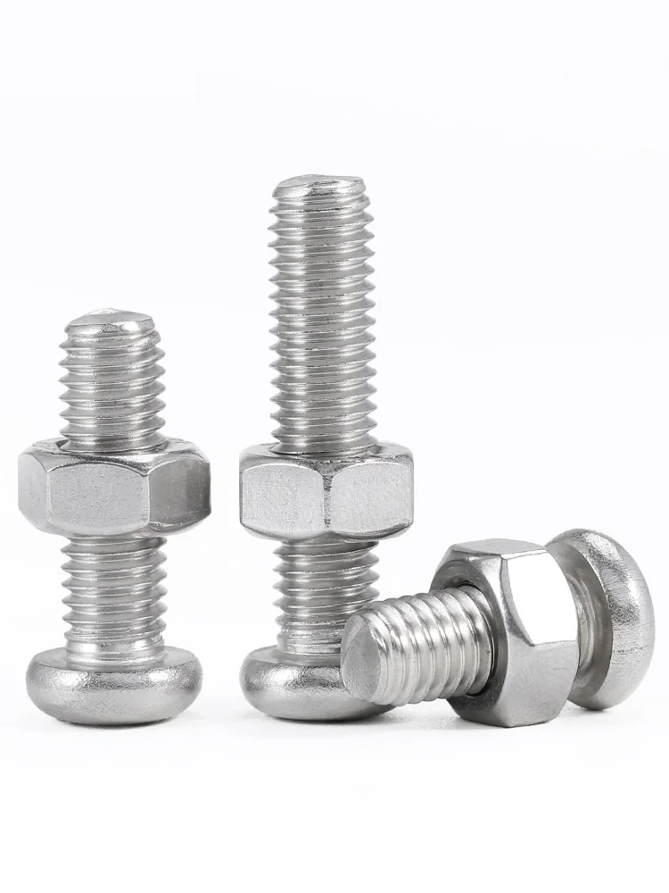 M1 M1.2 M1.4 M1.6 M2 M2.5 Mini Round Head Phillips Bolt Nuts Combination 304 Stainless Steel Pan Head Screws Hexagon Nuts Sets stainless steel screws stainless steel nut