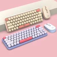 Cute Princess Theme Wireless Keyboard and Mouse Set Round Keycaps Ergonomic Keyboard Mini Portable Keyboard For Girls Gift