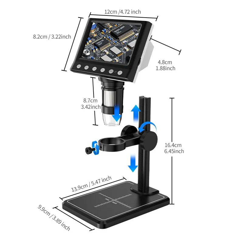 4.3 ġ LCD  ̰, 40-1000X  ̰,  , USB  ũ ,  ĵ, 8 LED, ̿