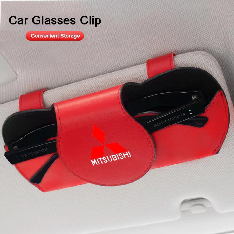 Car Glasses Case Auto Sun Visor Suede Glasses Holder Sunglasses For Mitsubishi Asx Lancer Outlander Pajero Ralliart Car car accessories