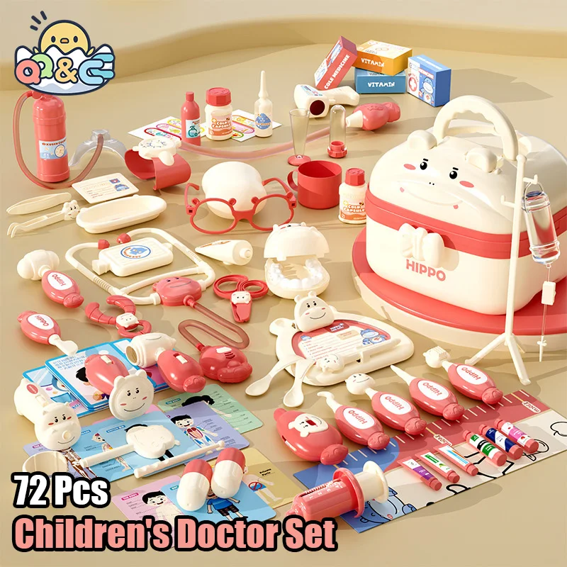 

Kids Doctor Set 37-72PCS Pretend Play Hospital Kits Medical Tool Bag Dentist Nurse Games Children's toys for Girls Gifts