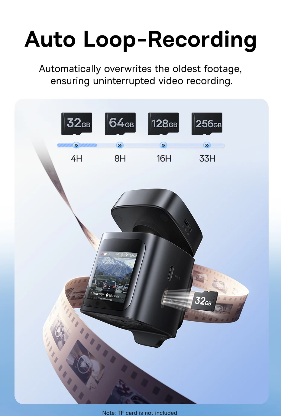 VD1 4K Dash Cam Front UHD Car Camera Night Vision Built-in GPS ADAS Car DVR 140F