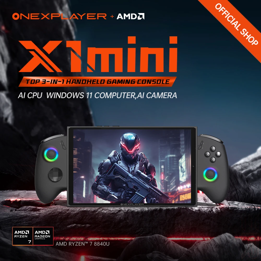 OneXplayer X1 mini AMD R7-8840U 8.8'' 3-In-1 Handheld PC Game Console Laptop Tablet 32G 64G + 2T AI Computer Detachable Controller notebook laptop