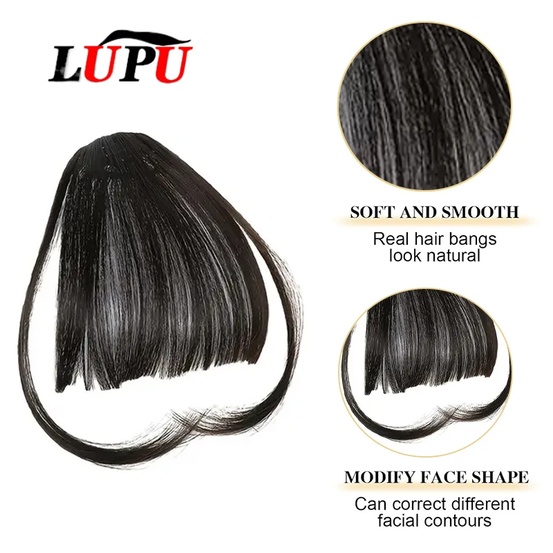 LUPU Bangs Hair Clip in Bangs Fringe with Temples Hairpieces for Women Human Hair Bangs Extension for Daily Wear