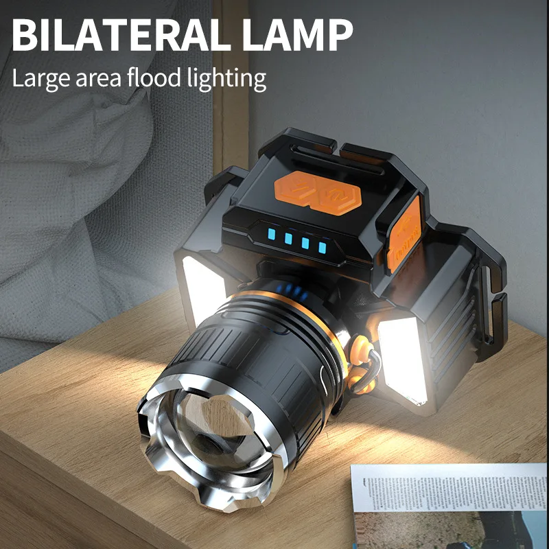 Description Picture 3 of itemNew LED Head Lamp Light High Power Rechargeable Induction Bald Light Long-Range Outdoor Zoom Headwear Fishing Light Wholesale