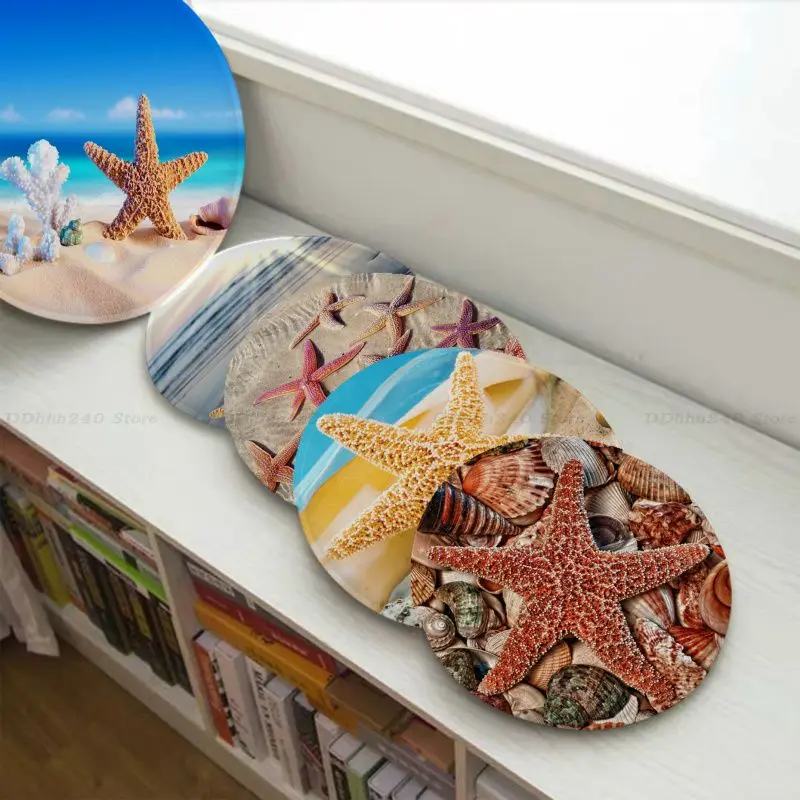 

Beach Shell Starfish Cushion Mat Modern Minimalist Style Plush Cushion Home Back Cushion Soft Comfortable 50x50cm Cushion Pads