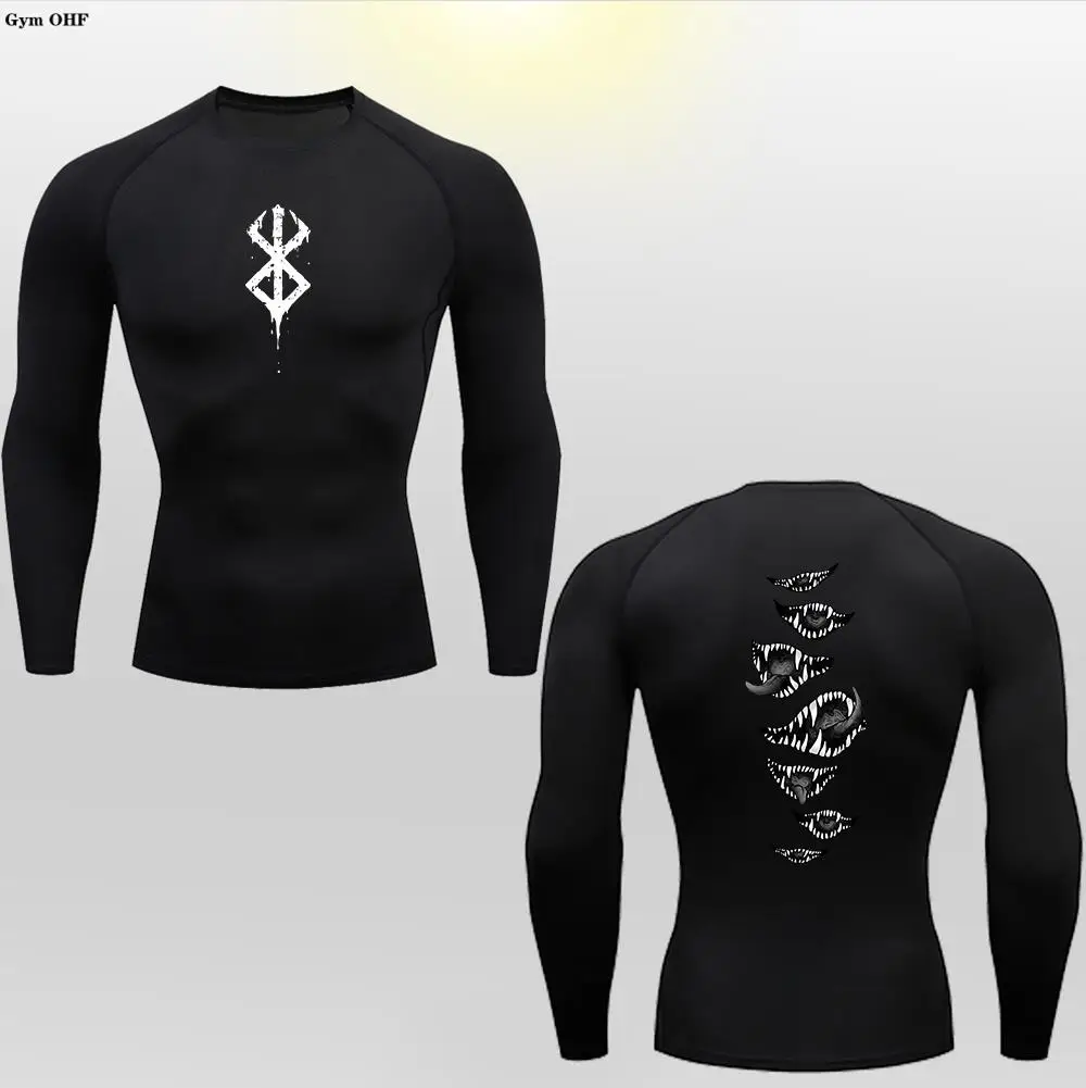 T Shirts Men Sports Tops Anime Berserk Guts Sport T-Shirt Men's Compression Shirt Sportswear Breathable Bodybuilding Tops Workout Fitness Joging Tees