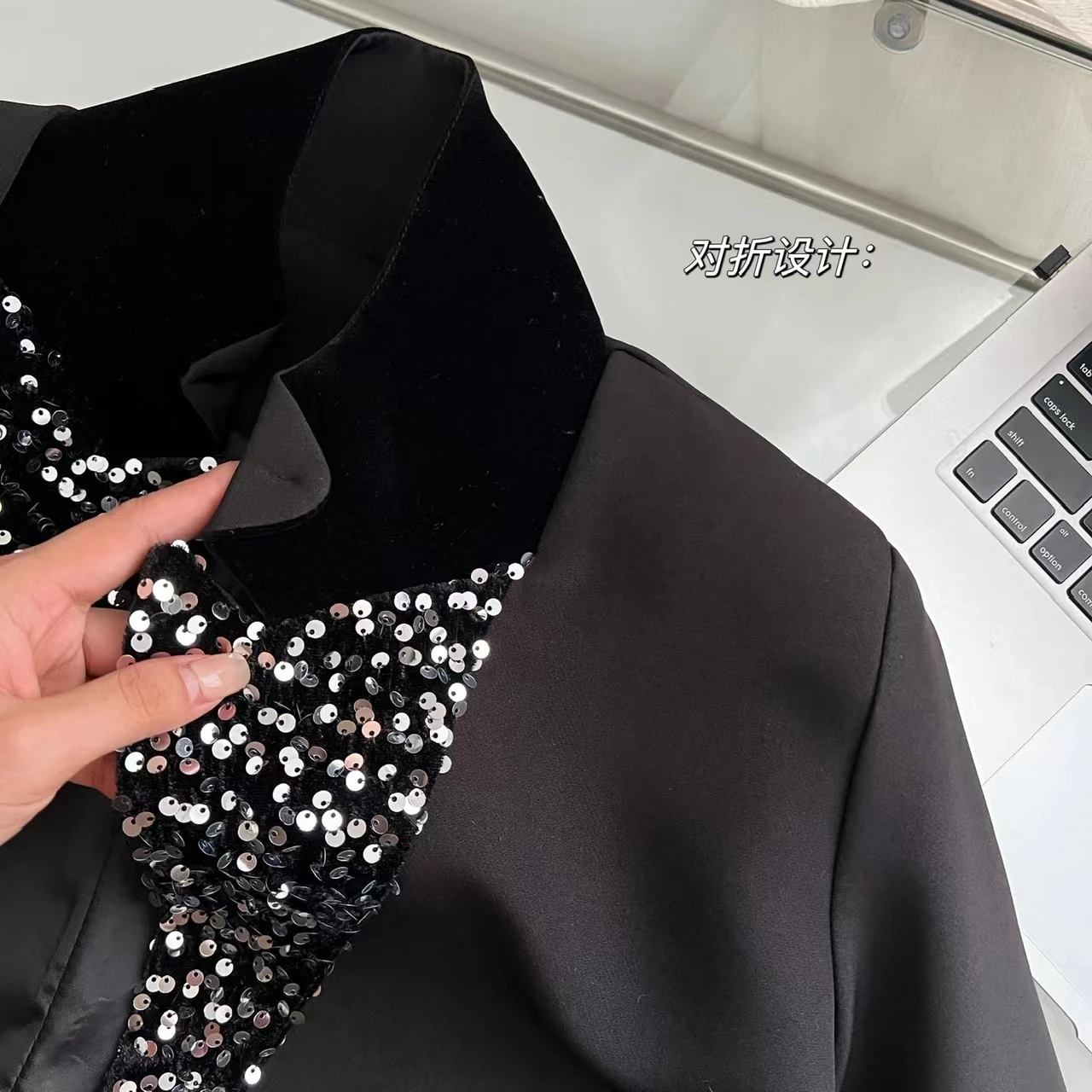 High Quality Fashion 2023 Blazer For Women Short Suit Sequins Slim New Party Club Summer