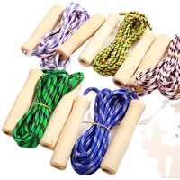 1 Pcs Wooden Handle Skipping Rope Color Random Gym Fitness Equipment School Group Sports Multi Person Jumping Rope color random 2