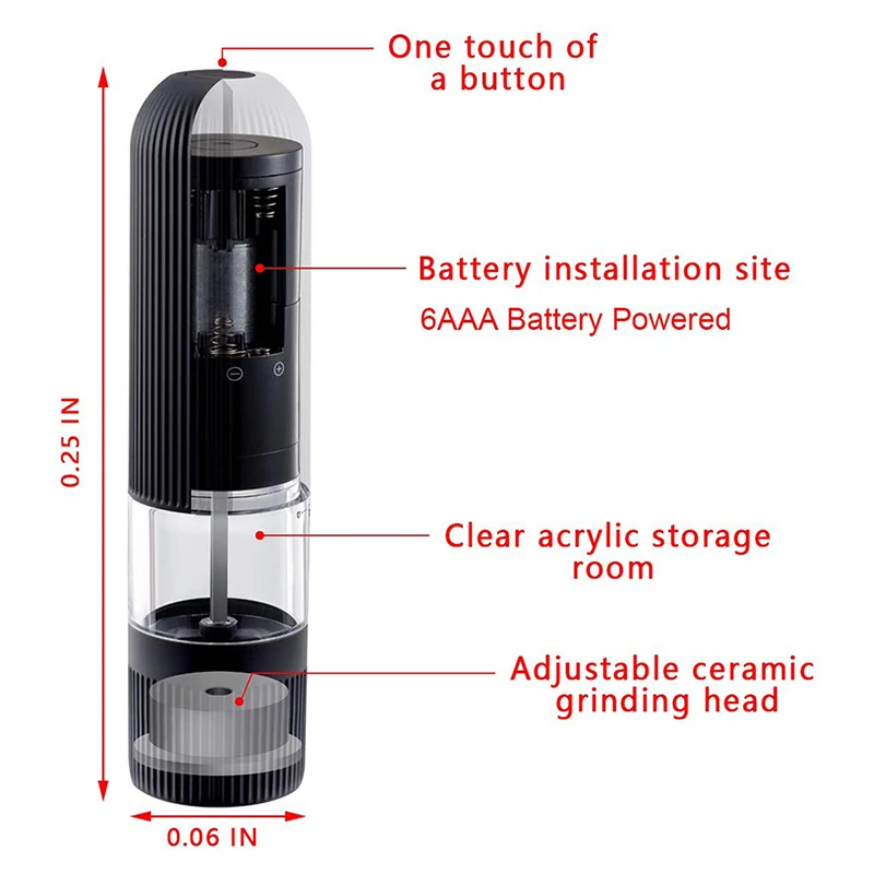 Electric Automatic Mill Pepper And Salt Grinder With LED Light Adjustable Coarseness Spice Grinder Kitchen Cooking Tool