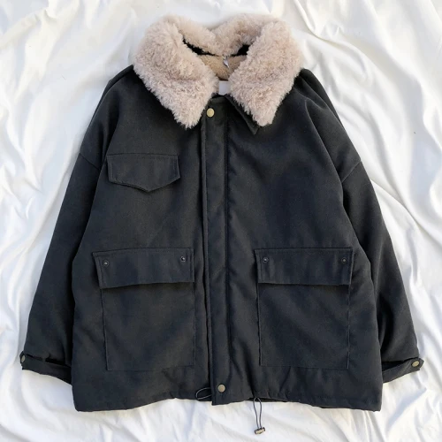 2021 Thick Warm Faux Fur Collar Jacket Winter Turn-Down Collar Coats Casual Women Parka Outwear ralph lauren puffer jacket Coats & Jackets