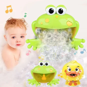 Baby Bath Toys Bubble Machine Duck Frog Music Kids Bath Toy Bathtub Soap Automatic Bubble Maker Baby Bathroom Toy for Children 1