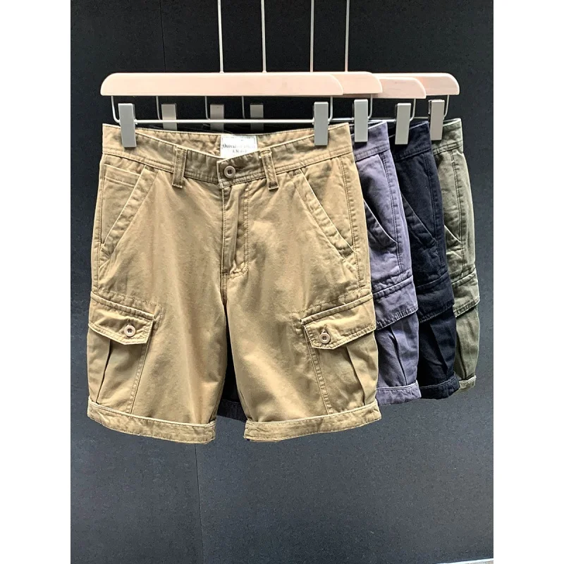 American High Street Multi-Pocket Pu Shuai Casual Overalls Pants Men's Summer Loose Sports Outdoor Pirate Shorts