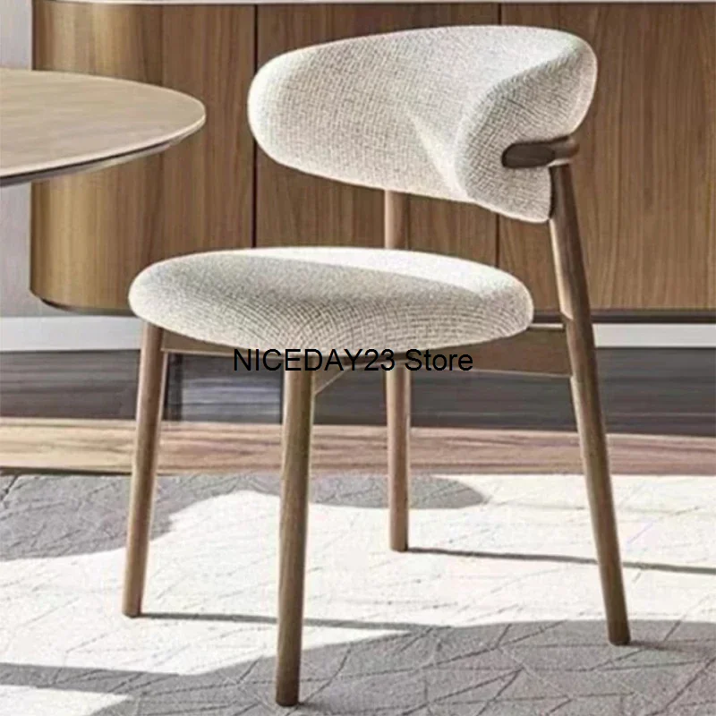 

Comfortable Upholstered Dining Chair Nordic Solid Wood Legs Bedroom Lounge Chair Designer Living Room Silla Comedor Furniture