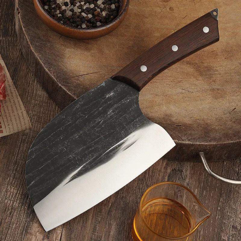 

Кованый шеф-нож ручной работы, стальное лезвие с твердым покрытием, резец мясника, резак, кухонные инструменты для нарезки