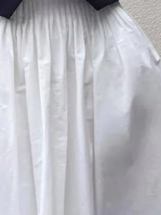 White High Waist A-Line Skirt Women's 2025 New Summer Elastic Waist Loose Slimming Midi Korean Sle f-length Skirt