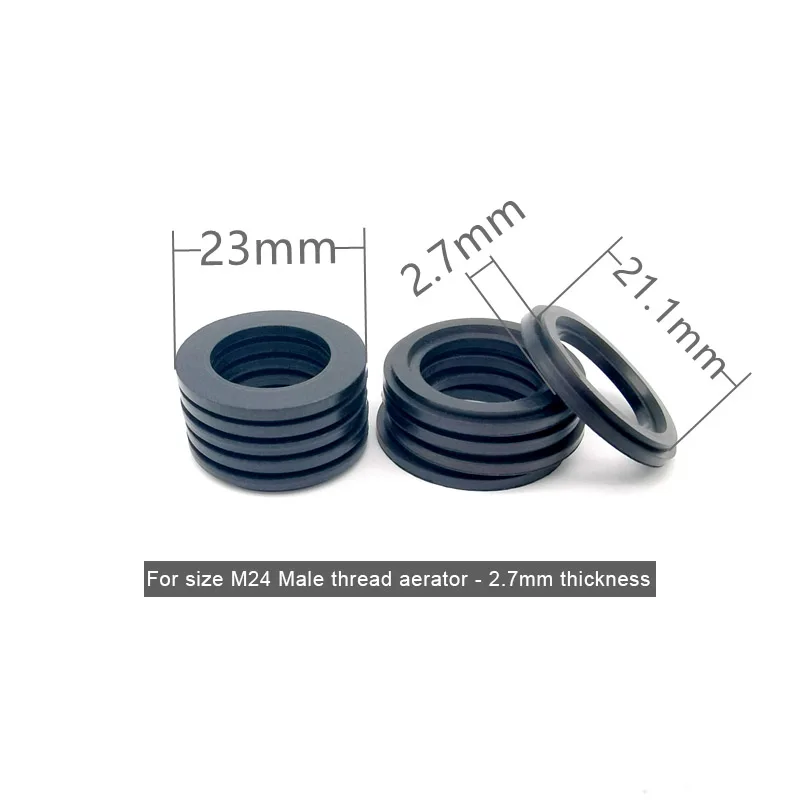 WASOURLF 10 PCS Male Thread Aerator Adaptor Gasket Rubber Ring Hermetic Seal Faucet Bathroom Pipe Hose Sealer Black