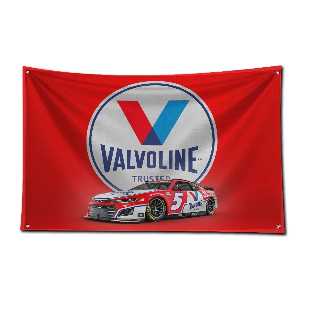 3x5 Ft V-Valvolines Oil Flag Polyester Digital Printing Banner for Garage Wall Art Out Door Decoration With Brass Grommets