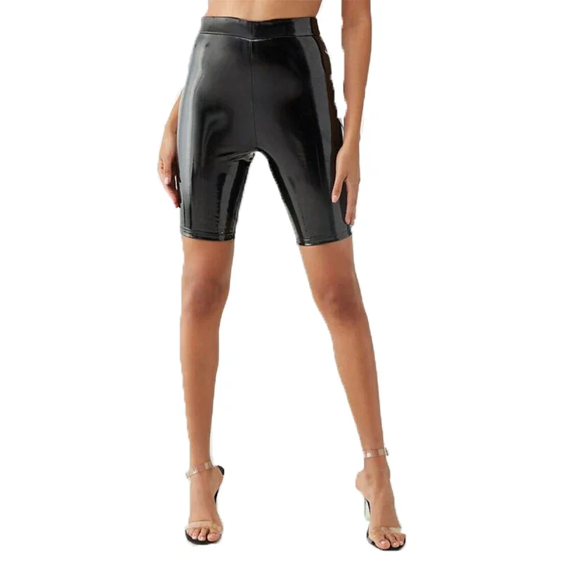 Women's Sexy Tight Leather Shorts, PVC Slim Motion Shorts, Versatile High Waist Summer Streetwear, Plus Size, New, 2023, Custom