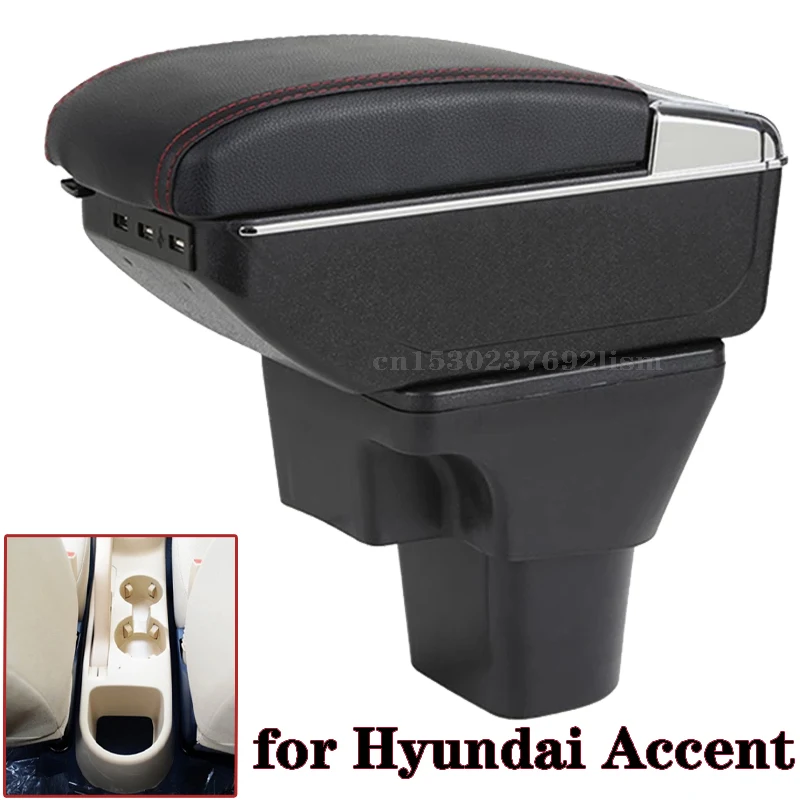 

For Hyundai Accent Armrest Box 2006 2007 2008 2009 2011 Central Store Storage Box Cup Holder Ashtray Large Space