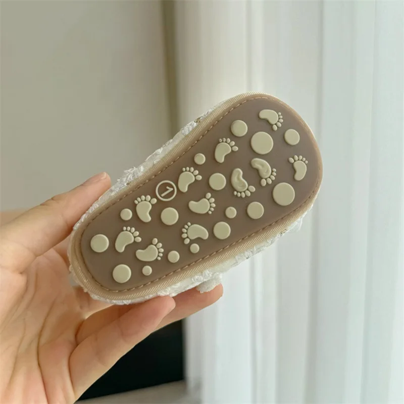 VISgogo Baby Girl Pearls Flowers Flats Non-slip Soft Soles Cute Mary Jane Shoes Casual Walking Shoes for Newborn Toddler