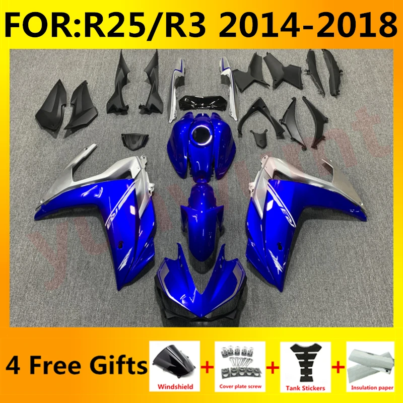

NEW ABS Motorcycle Injection Fairing Kit fit For YZF R25 R3 R 25 3 2015 2016 2017 2018 Bodywork Fairings kits set blue silver