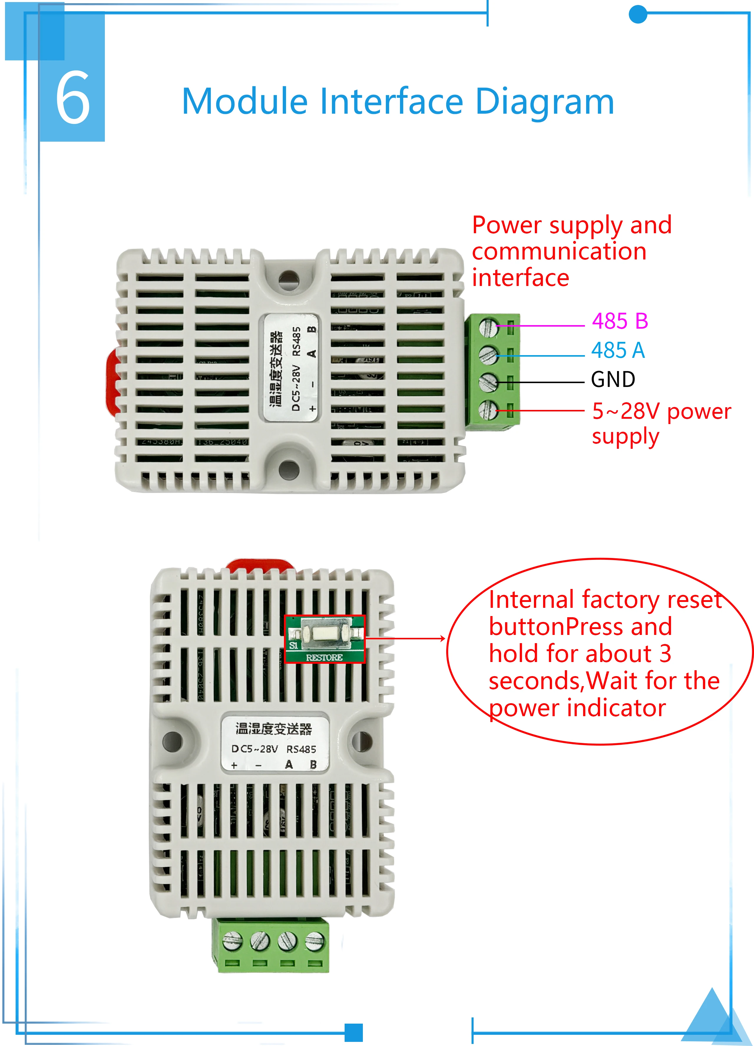 Temperature and humidity transmitter sensor RS485 industrial-grade high-precisio