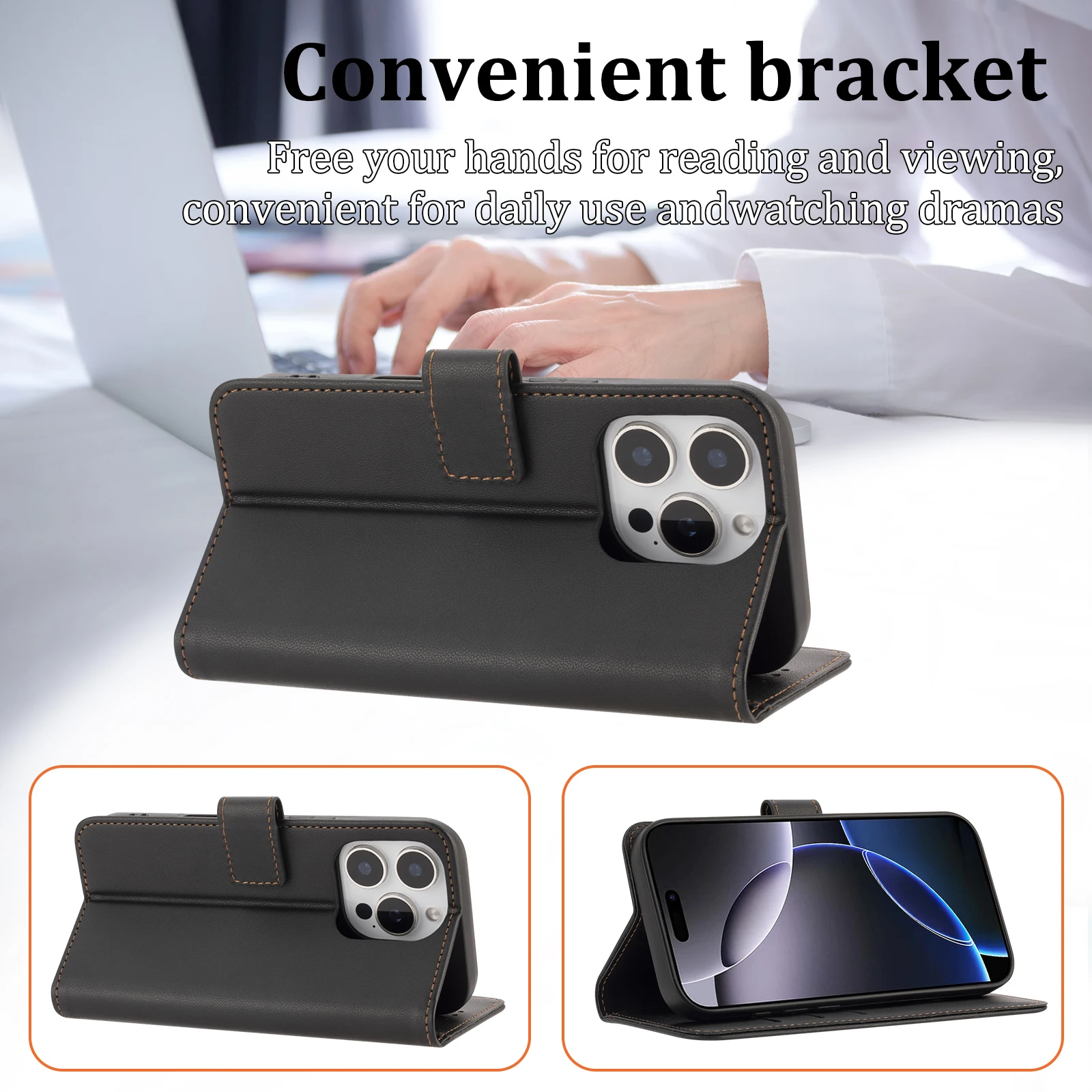 Elegant Faux Leather Flip Wallet Phone Case with Card Slot – Simple & Stylish Protective Cover