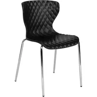 Contemporary Design Black Plastic Stack Chair Ergonomic Contoured Ripple Diamond Pattern Back Stacking Chair Modern Space 2
