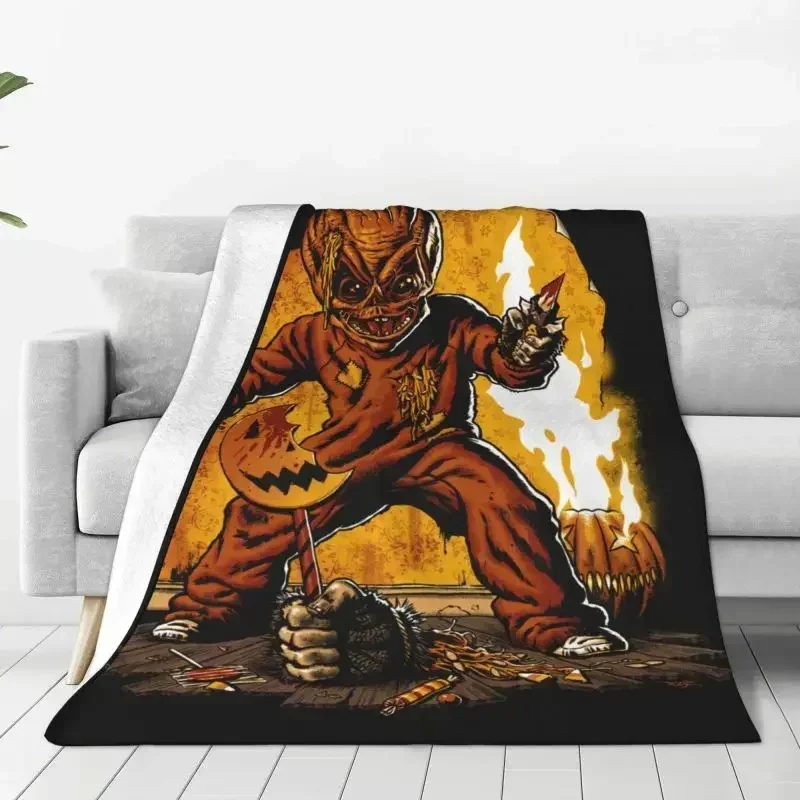Halloween Trick R Treat Sam Pumpkin Warm Flannel Throw Blanket for Bedroom Office Bedspreads Sb57a1bb1114a4a40950f9165045c51e3r