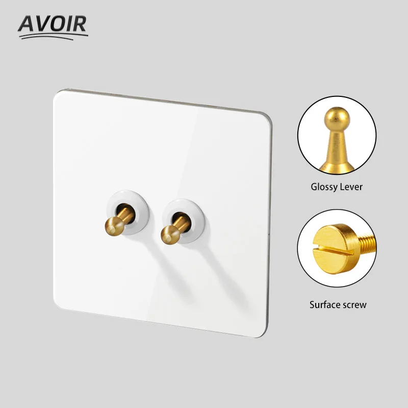 

Avoir Toggle Light Switch Usb Wall Electrical Socket Stainless Steel Panel White 1 2 3 4 Gang 2 Way Vintage Switches Dimmer 220V