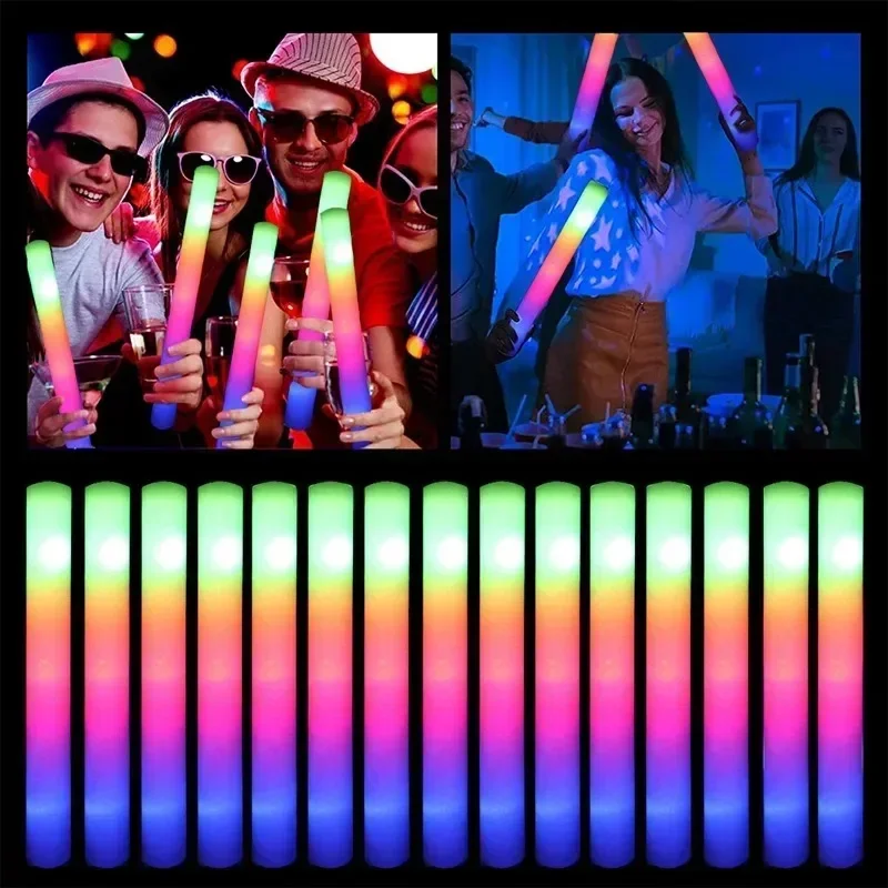 Colorful LED Glow Sticks - RGB Foam Cheer Tubes for Parties  Events