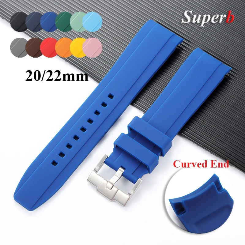 Curved End Soft Silicone Waterproof Sport Wristband